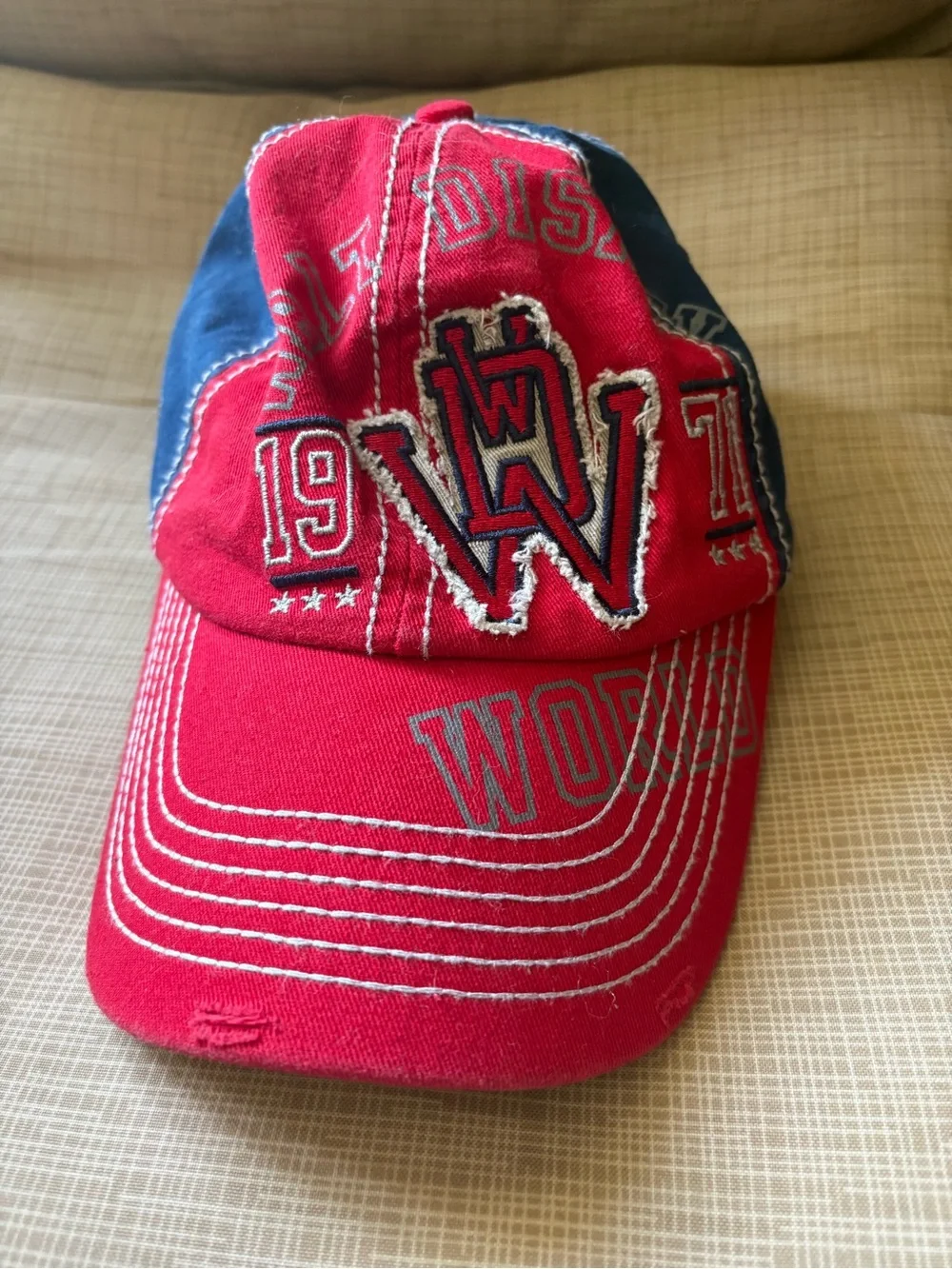 Disney Red and Navy Women's Baseball Cap - Embroidered W Logo